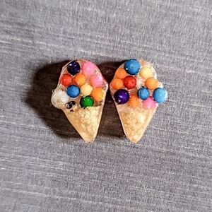 Ice Cream Cone Studs With Real Sprinkles